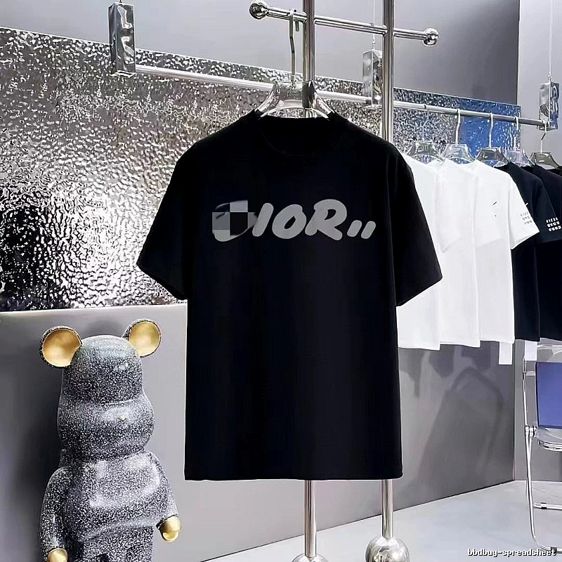 Dior Printed Collection Trendy Style Black T-Shirt