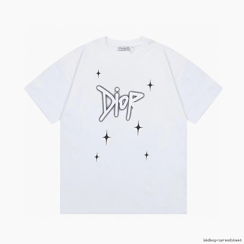 Dior Starburst Graffiti Street Style White Short-sleeve T-shirt