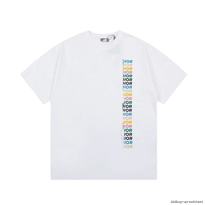 Dior Trendy Style Side-row Colored Print White T-Shirt