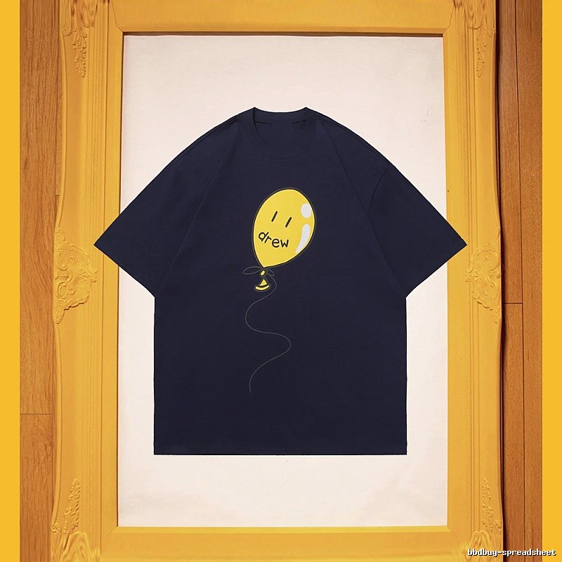 DREW Balloon Smiley Street Style Navy Blue Short Sleeve T-Shirt