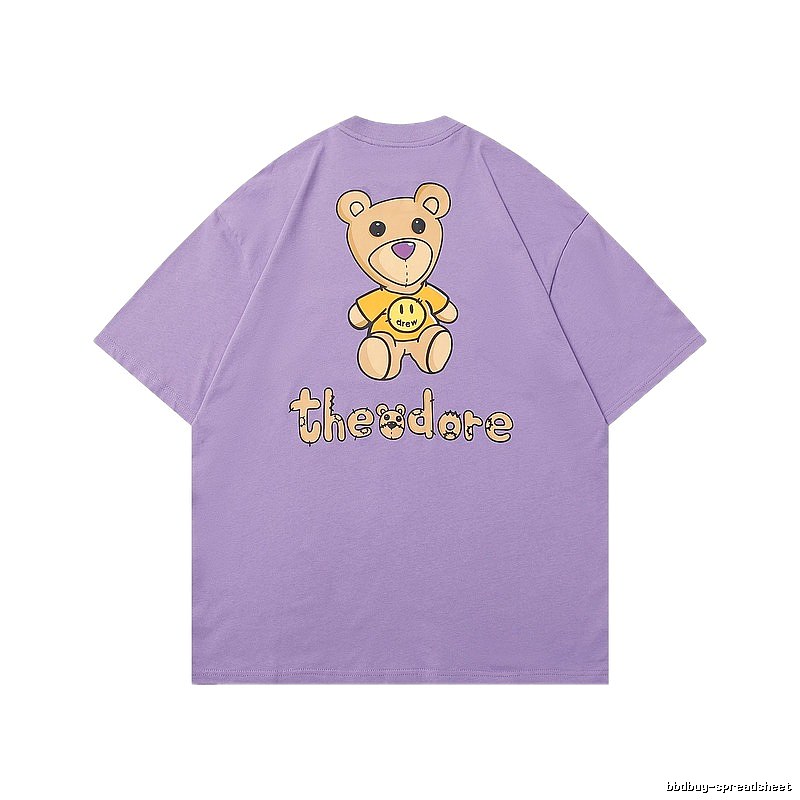 DREW Bear Print Street Style Purple T-shirt