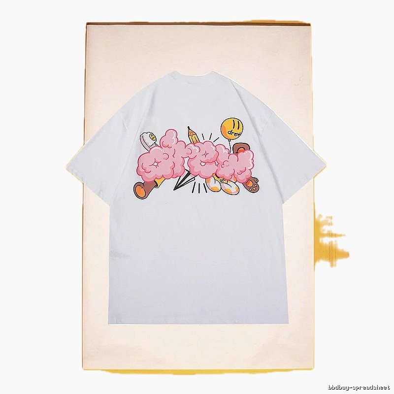 DREW Cloud Print Street Style White Short-sleeve T-shirt