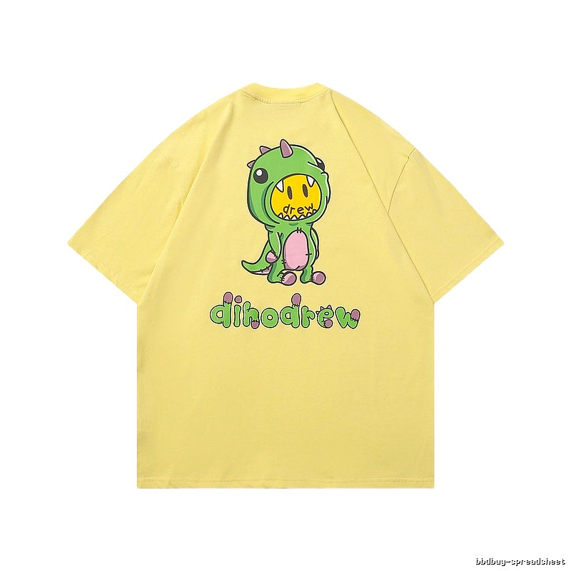DREW Dinosaur Print Street Style Yellow Short-sleeve T-shirt