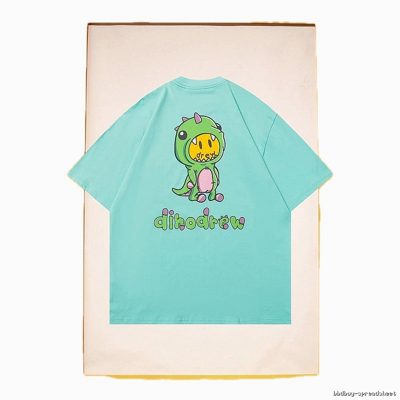 DREW Dinosaur Series Streetwear Style Light Blue Short Sleeve T-Shirt