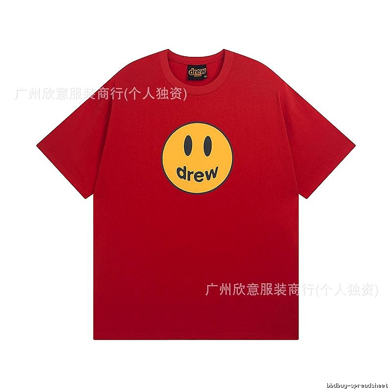 DREW Smiley American Street Style Red Short Sleeve T-Shirt