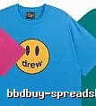 DREW Smiley Face Street Style Blue Short Sleeve T-Shirt