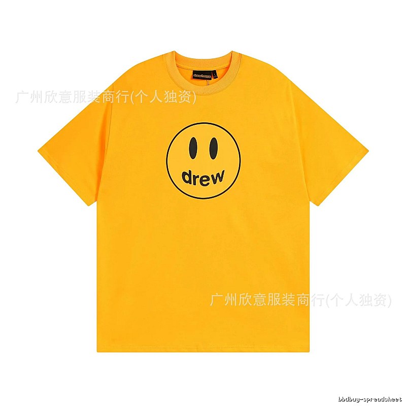 DREW Smiley Face Street Style Yellow Short Sleeve T-shirt