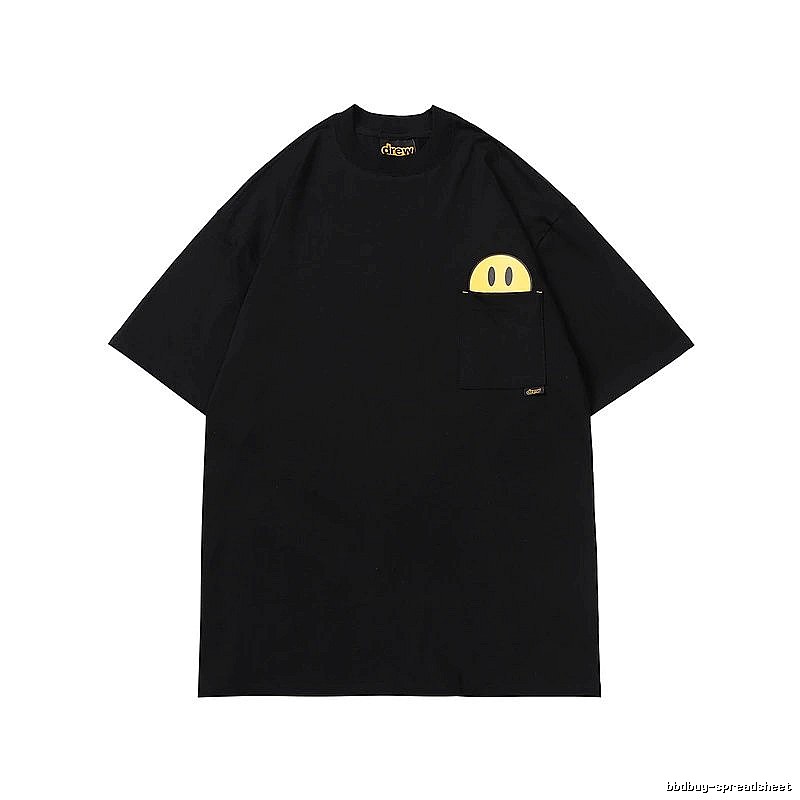 DREW Smiley Pocket Street Style Black T-Shirt