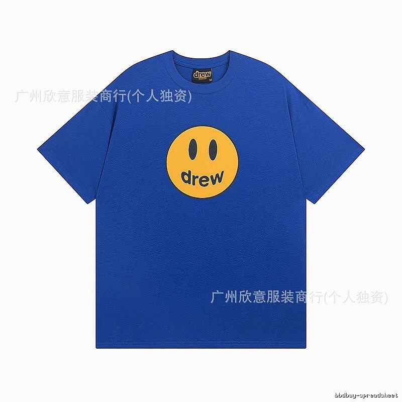 DREW Smiley Street Style Klein Blue Short Sleeve T-shirt