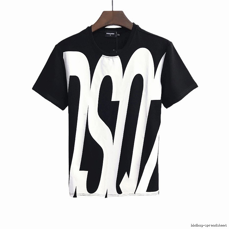 DSQ Large Letter Street Style Black and White Short Sleeve T-Shirt