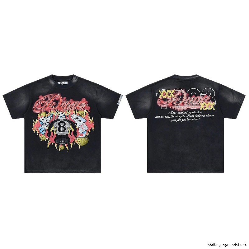 DUAA Black Eight Series American Retro Black T-Shirt