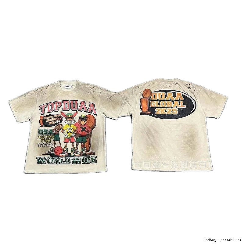 DUAA2K25 American Retro Beige Printed Short-sleeve T-shirt