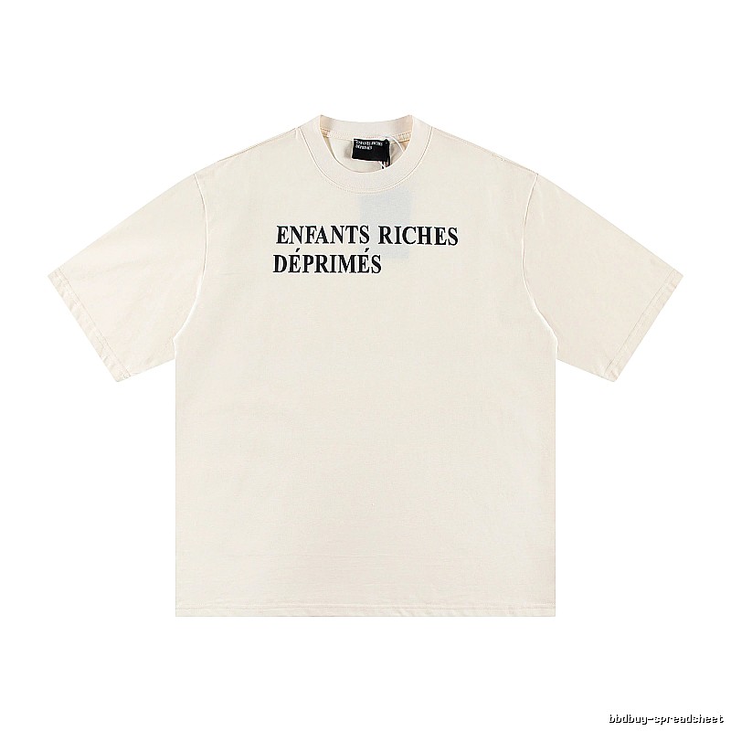 ERD Letter Print Minimalist Style Off-white Short-sleeve T-shirt