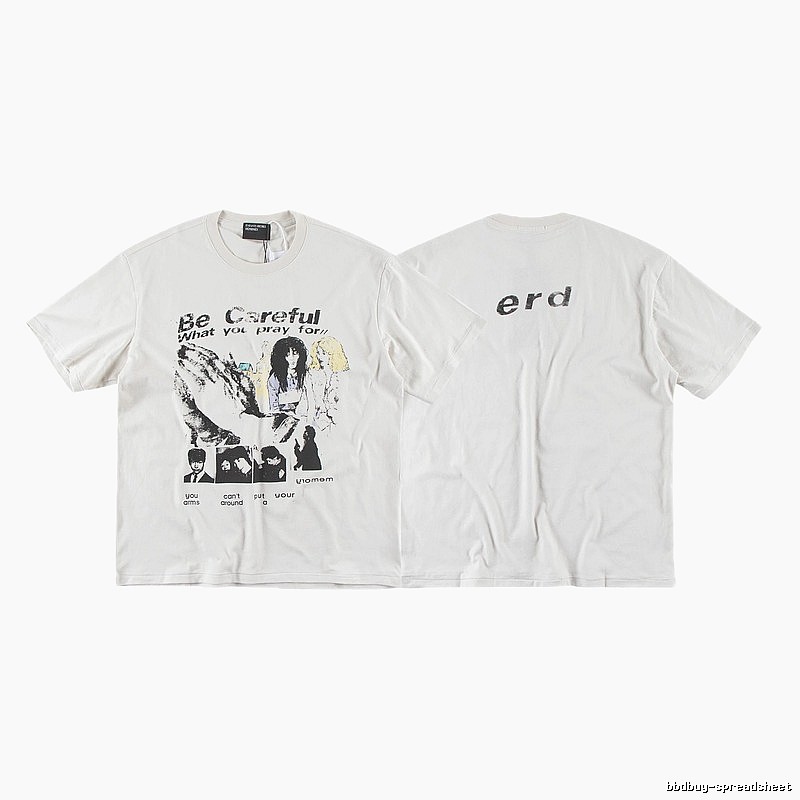 ERD Vintage Portrait Print Off-white Short-sleeved T-Shirt