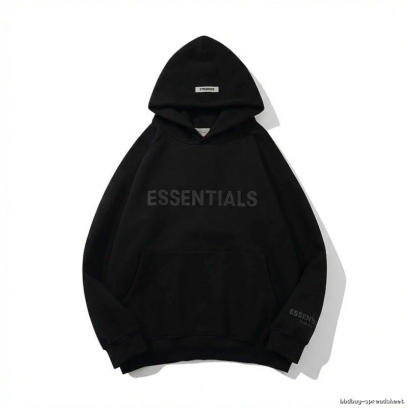 ESSENTIALS minimalist style black hoodie