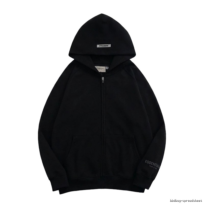 ESSENTIALS minimalist style black hoodie
