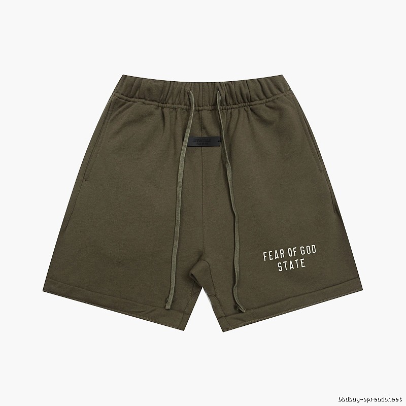 ESSENTIALS Sporty Military Green Shorts