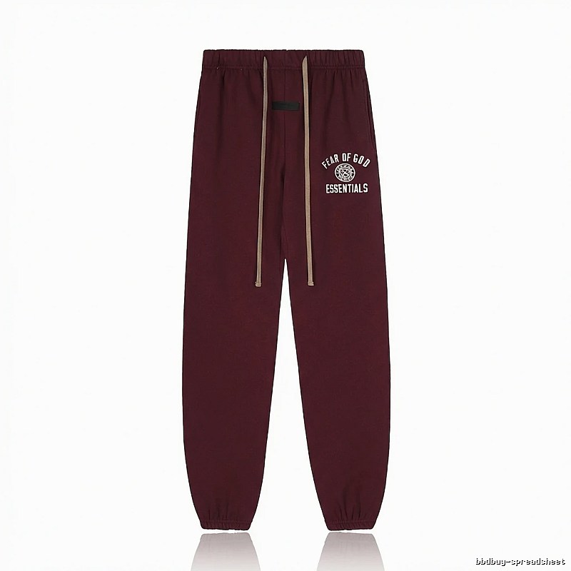 ESSENTIALS Trendy Casual Wine Red Sweatpants