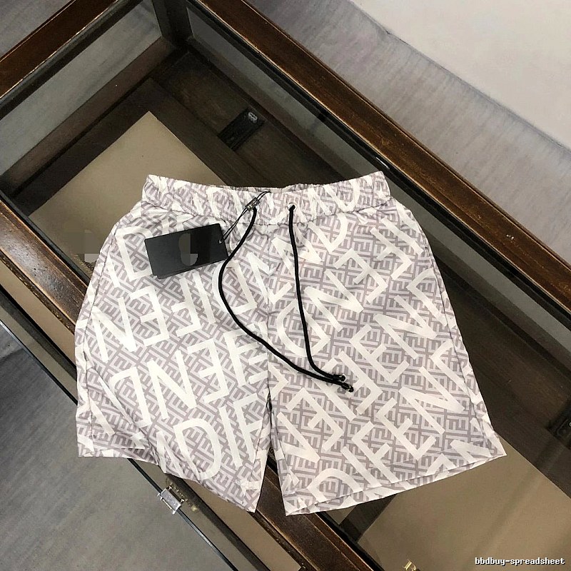 Fendi Double F Monogram Streetwear Light Gray Casual Shorts