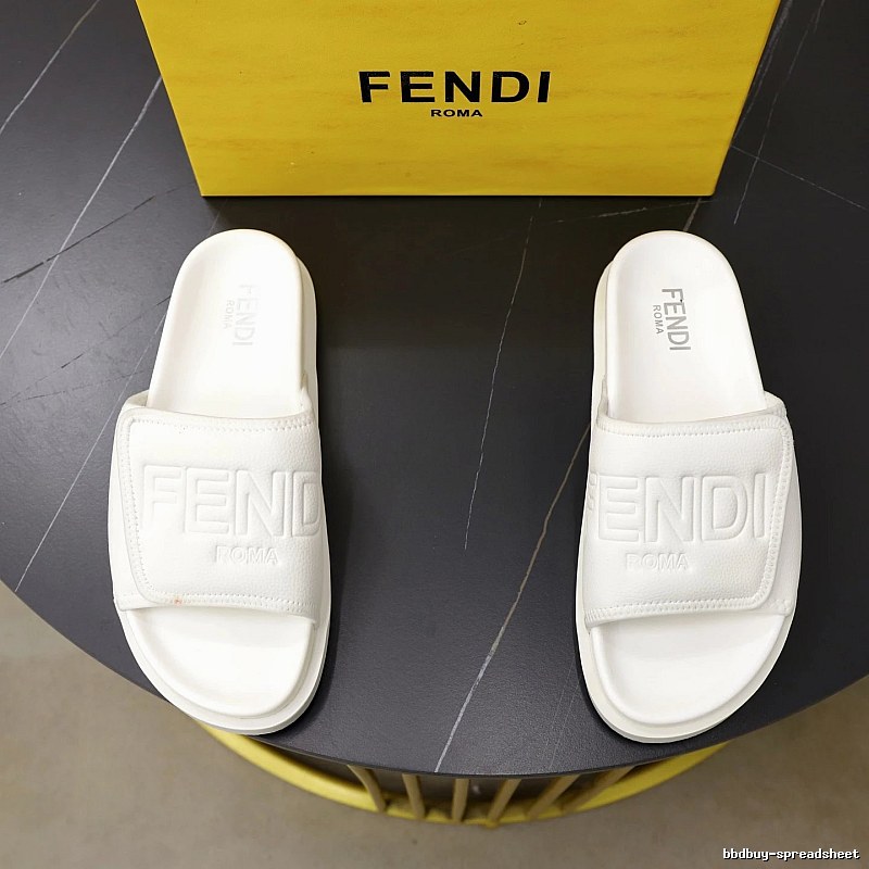 FENDI ROMA Collection Minimalist Style White Slide Sandals