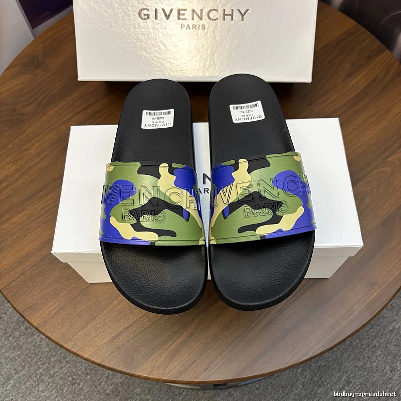 Givenchy Embossed Logo Camouflage-style Color-blocked Slide Sandals
