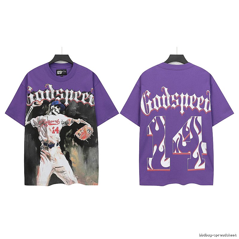 Godspeed Baseball Skull Street Style Purple T-shirt