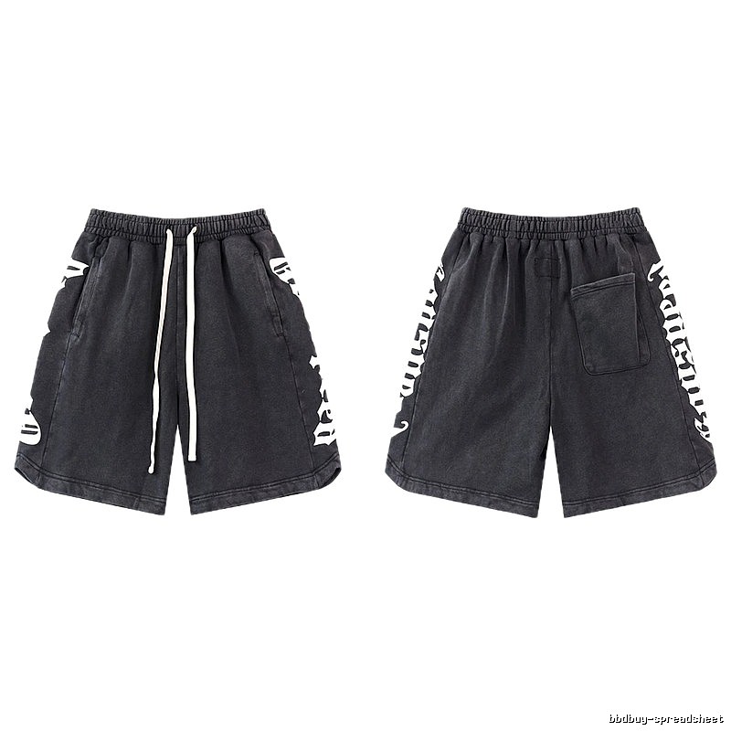 Godspeed Gothic Print Street Style Charcoal Black Shorts