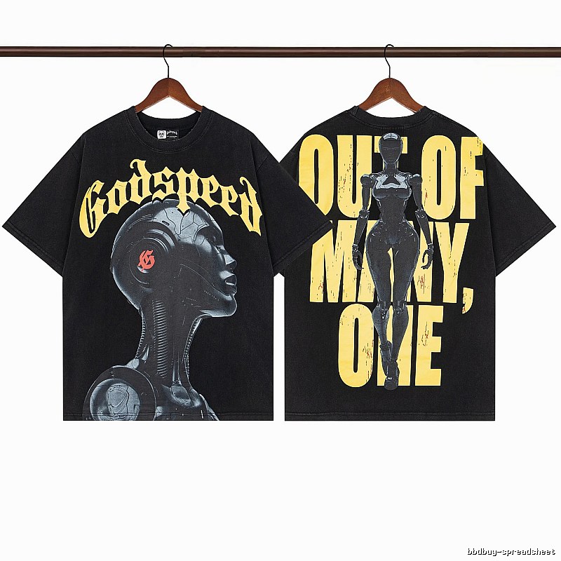 Godspeed Mechanical Print Street Style Black T-Shirt