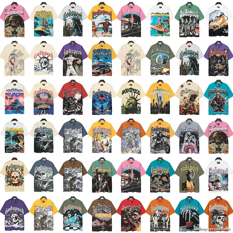 Godspeed Skull Print Street Style Multi-color T-Shirt