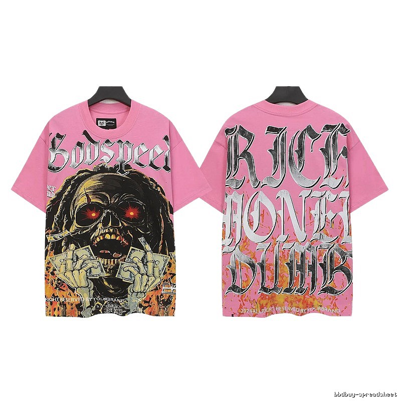 Godspeed Skull Print Street Style Pink T-shirt