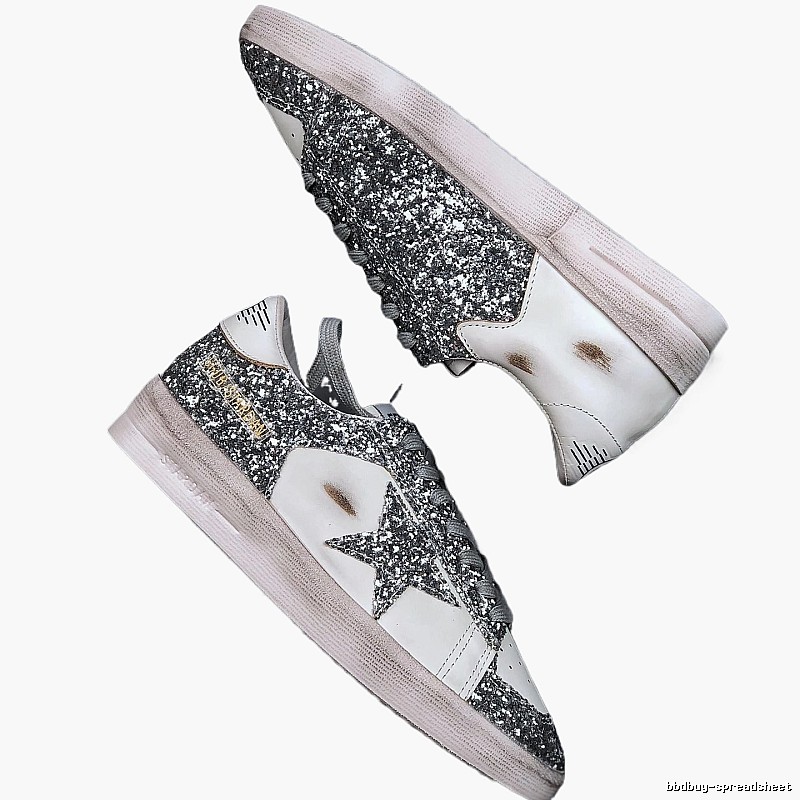 Golden Goose Dirty Sneakers Silver and White Trendy Shoes