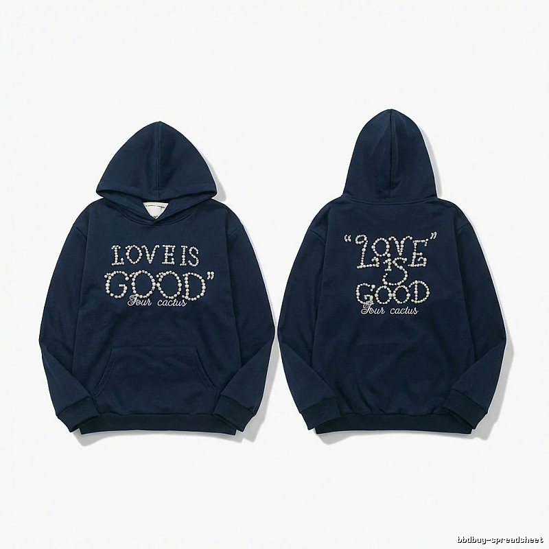 Goodbrand Letter Wind Navy Blue Hoodie
