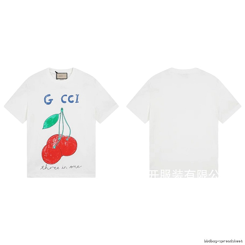 Gucci Cherry Print Casual Style White T-Shirt