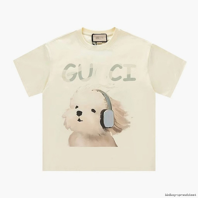Gucci Dog Print Casual Style Off-white T-shirt