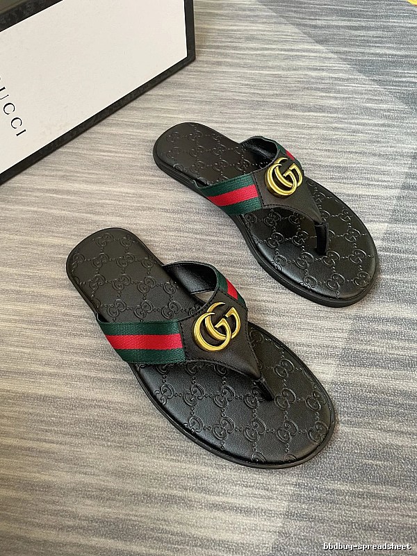 Gucci Double G Classic Retro Black Flip Flops