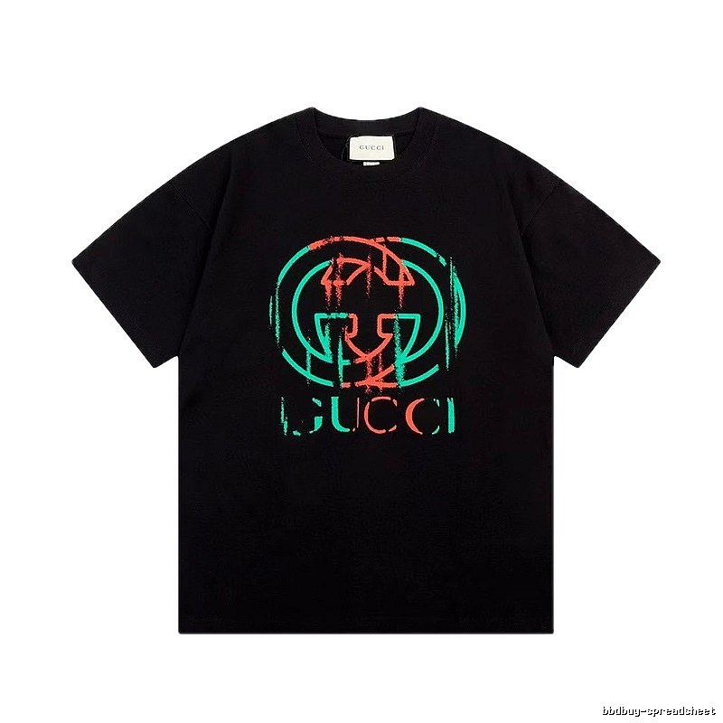 Gucci Double G Graffiti Street Style Black Short Sleeve T-Shirt