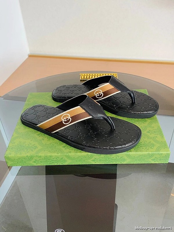 Gucci Double G Series Casual Style Black Flip-Flops