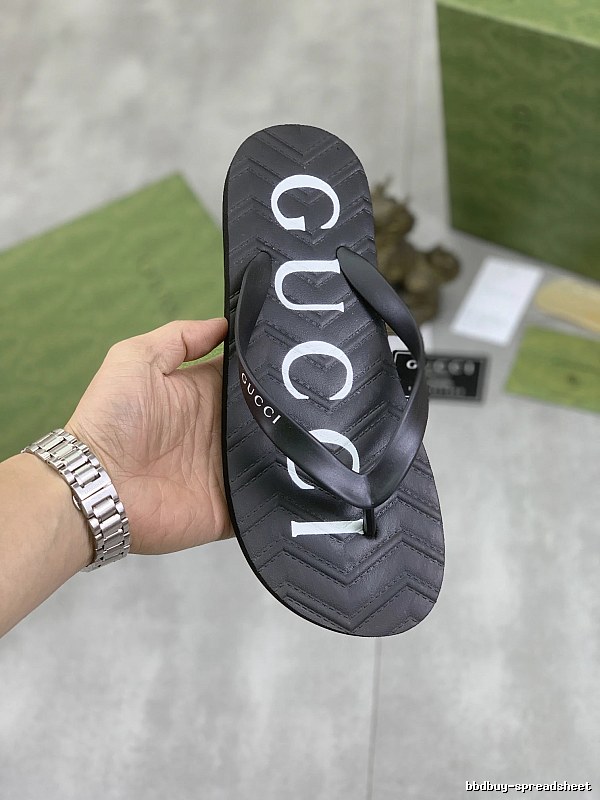 Gucci Letter Print Trendy Black Flip-Flops