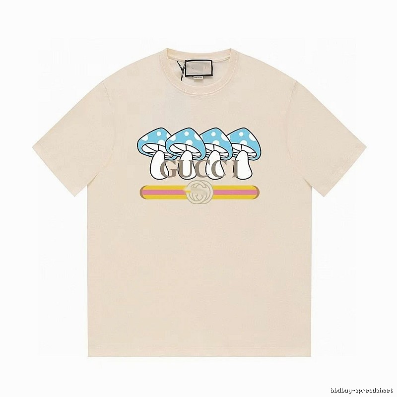 Gucci Mushroom Print Casual Style Off-white T-shirt