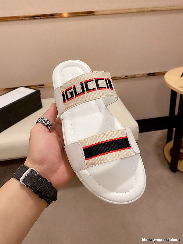 Gucci Webbing Casual-Style White Slides