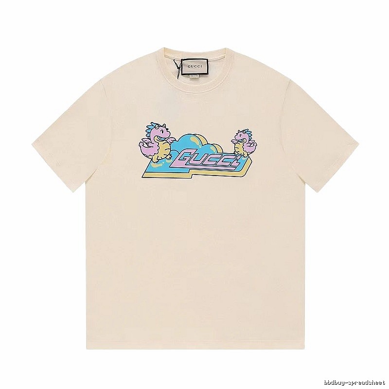 Gucci Year of the Dragon Collection Cartoon Style Off-white Short Sleeve T-shirt