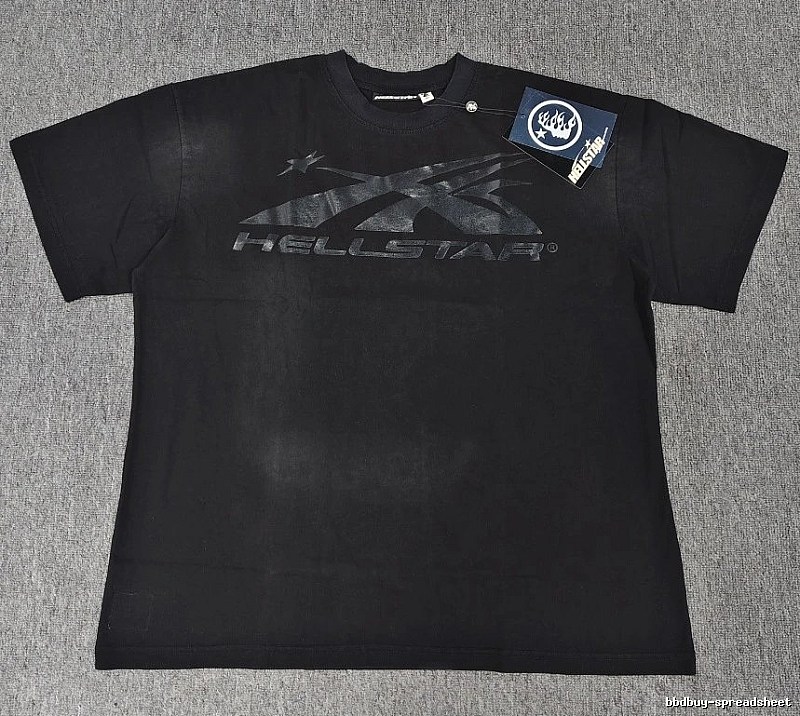 Hellstar Distressed Print High Street Style Black T-Shirt