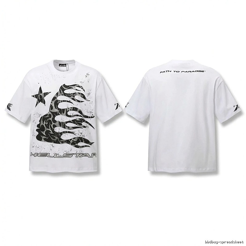 Hellstar Flame Print Style White T-shirt