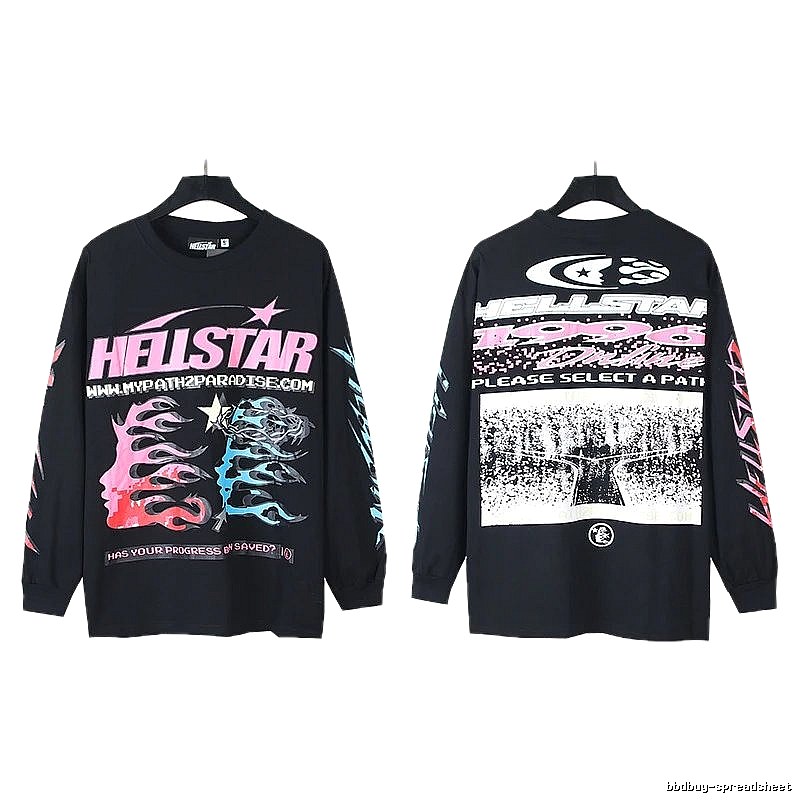 Hellstar Printed Trendy Black Long-Sleeve