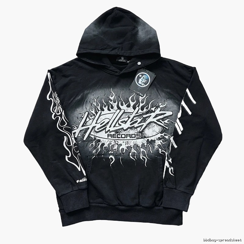 Hellstar Records Flame Wind Black Hoodie