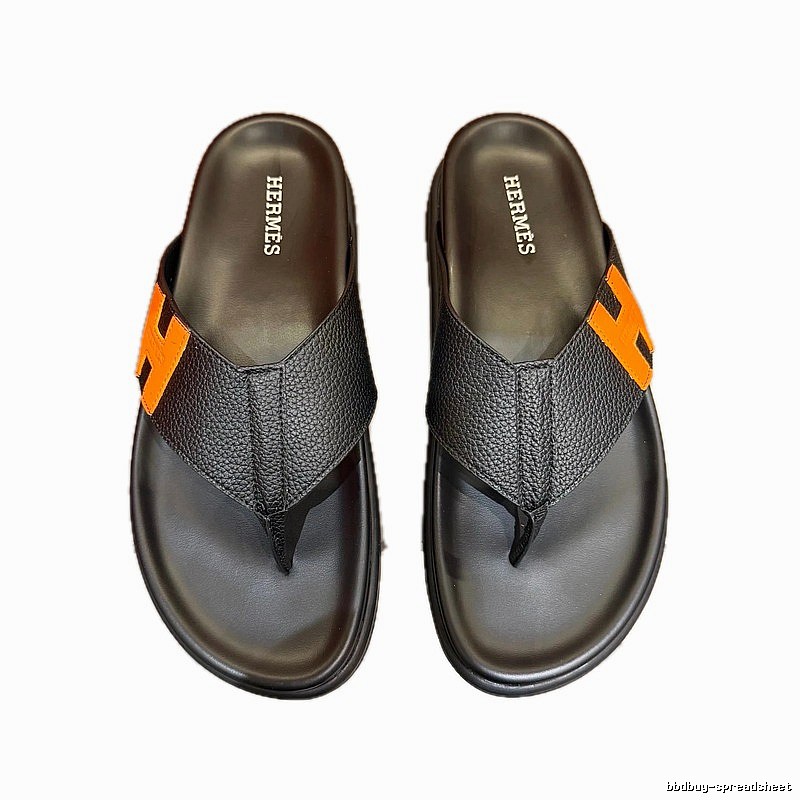 Hermès H Collection Casual Style Black & Orange Flip-Flops