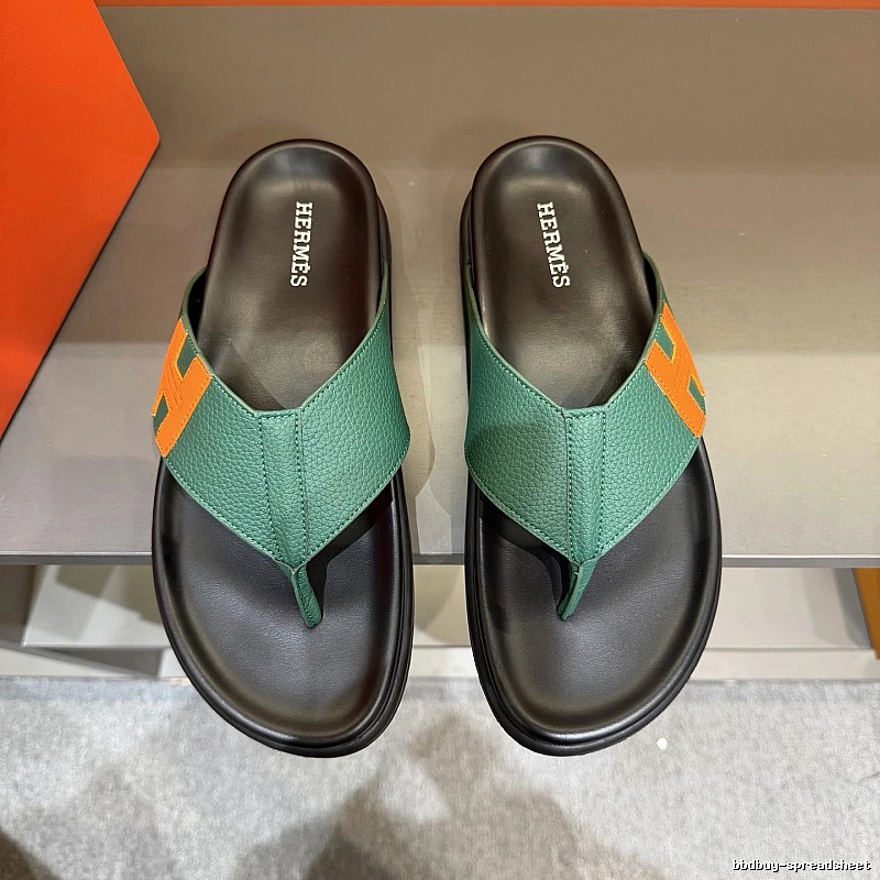 Hermès H Series Casual Style Green Flip-flops