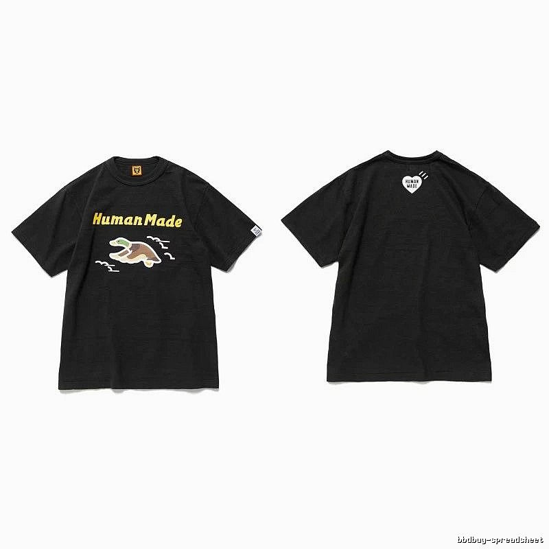 Human Made Gift Ready Heart logo T-shirt Black Green Human with Fresh Pattern