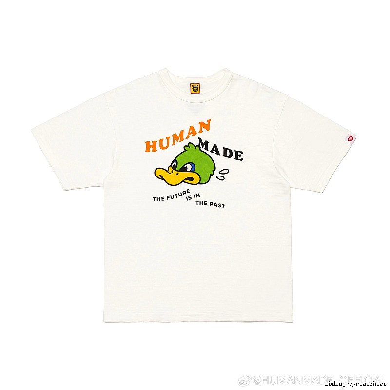 HUMAN MADE Green Duck Print Japanese Streetwear Off-white Short-sleeve T-shirt
