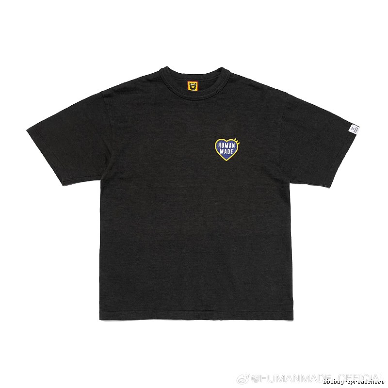 HUMAN MADE Heart Embroidered Japanese Streetwear Black T-Shirt